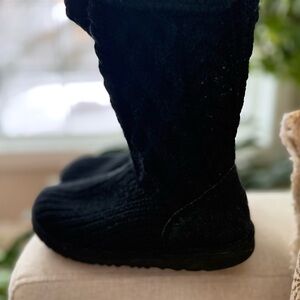 Ugg Black Knit Boots, Size 4